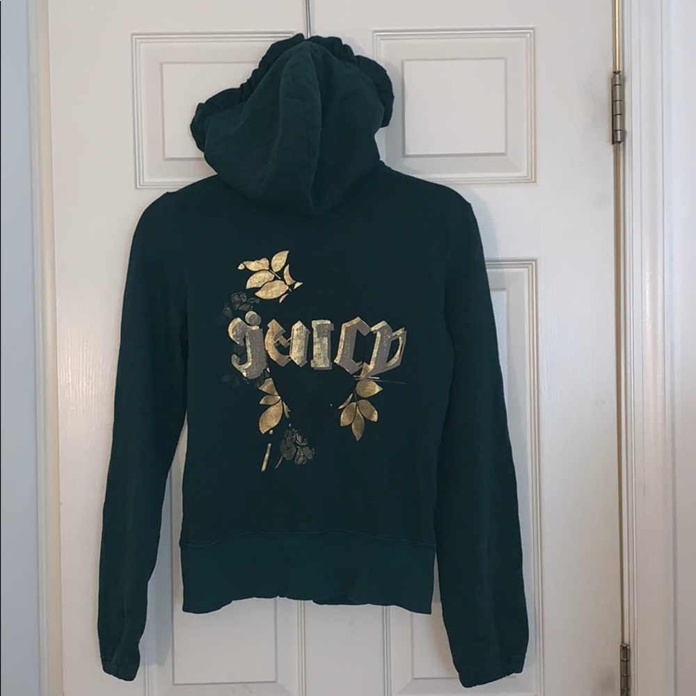 Green Juicy Couture Zip up ruffled Hoodie